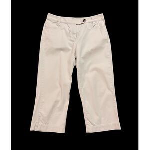 CHICO'S Capri Cropped Pants Cream Color Cotton Sz 0.5 EUC